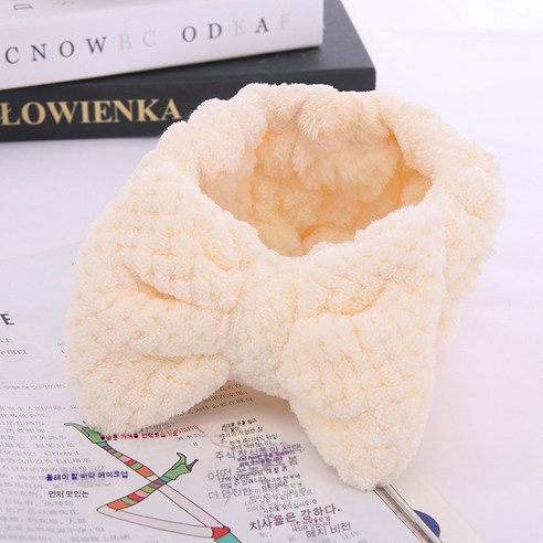 코랄털 드라이캡 극세사백 두건 두툼한 샴푸 타월 워터풀 드라이캡 퓨어, 12*20cm 고탄력, 아이보리