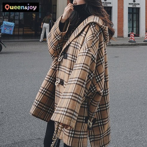 퀸앤조이 마이스타일 체크 누빔안감 코트***판매자 퀸앤조이***