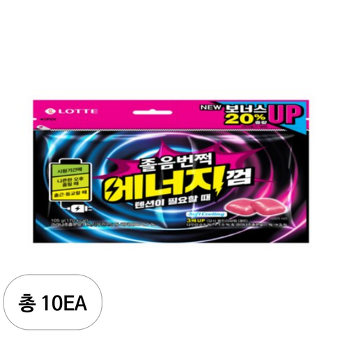 롯데웰푸드 졸음번쩍 에너지껌 리필, 105g, 10개