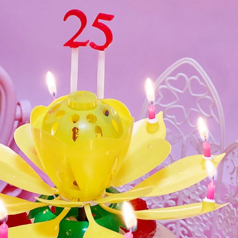 아이템하우스 생일축하 멜로디 연꽃초 + 숫자세트 2p 3개 1세트, 옐로우3개
