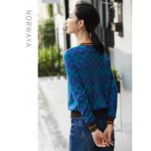 KORELAN 레트로 마름 스웨터 니트빈티지 무늬 셔츠 소매 조인트 니트