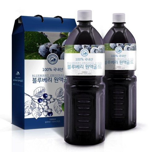 국산 블루베리즙 원액 착즙100%, 2개, 1L