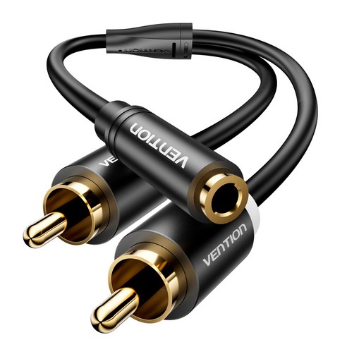벤션 3.5mm F to 2RCA 오디오 케이블 블랙 1m