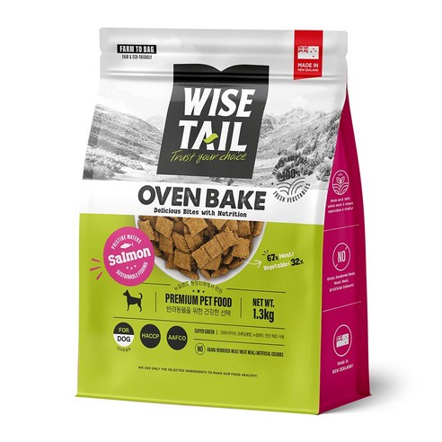 와이즈테일 오븐베이크 강아지사료 알러지케어 눈물사료, 1개, 1.3kg, 연어