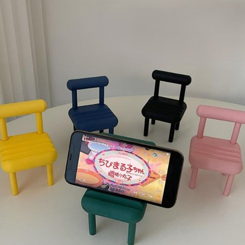 피규어 의자 미니어처 5종 소품샵 오브제 폰거치대, 옐로우