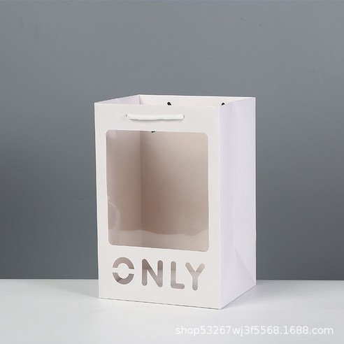 R312 윈도우투명 쇼핑백 10개 마카롱 선물 포장 기념일, 화이트, ONLY
