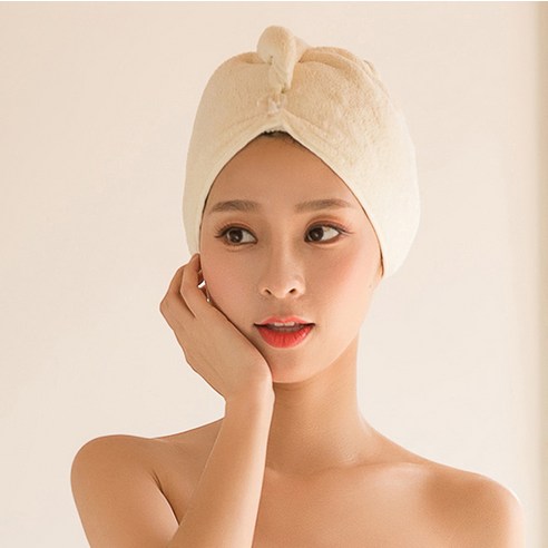 트리코 폴리에스터 산호 양털 헤어 드라이어 캡 극세사 빨리 드라이 고급형, 65*25, 아이보리