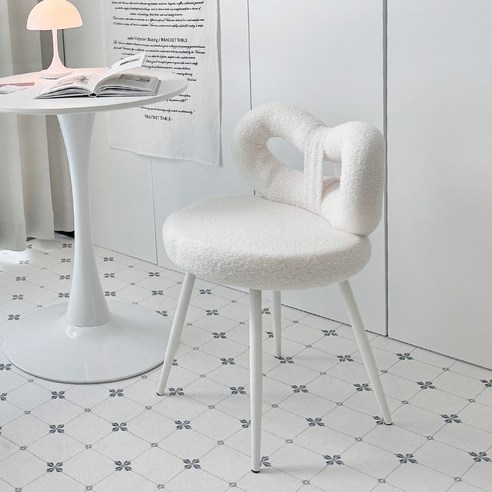 퍼피노 르올 리본 화장대 의자 스툴 pn720, 화이트, 1개