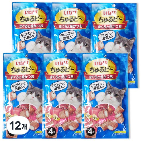 (미사용)이나바 챠오 츄르비 4개입, 40g, 12개, (QSC-271)참치&구운 가다랑어