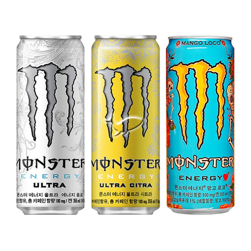 몬스터에너지 355ml 3종 울트라4+시트라4+망고코로4 총12캔, 12개, 상세페이지 참조
