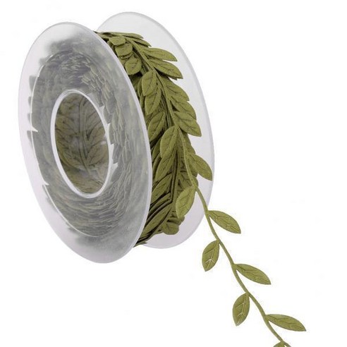 3-18pack 15m 잎 리본 장식 화환 결혼식 벽 공예품 파티 장식 녹색, 폴리에스터
