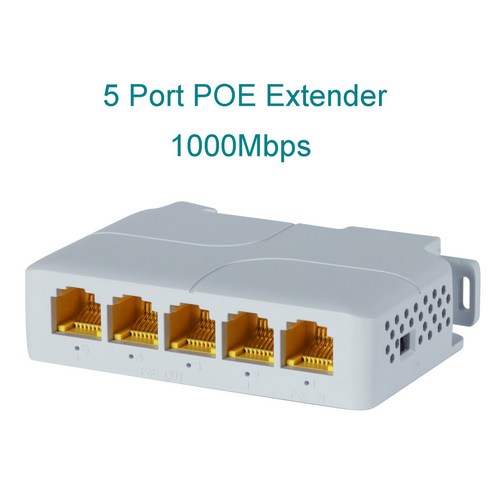 레일 PoE 90W 48V 기가비트 1001000Mbps 5 CCTV 1in 무선 익스텐더 카메라 포트 DIN VLAN AP POE 리피터 POE 네트워크 Out 4, 1) 1pcs PoE Extender, 1개