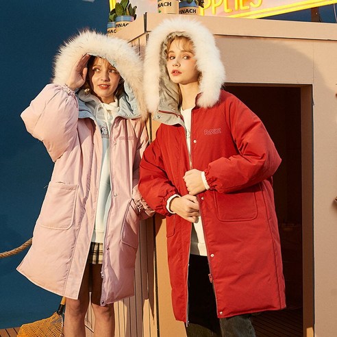 Cao Ying 당나라 뽀빠이 조인트 겨울 다운 재킷 여성 후드 중간 길이 느슨한 한국 스타일 바지