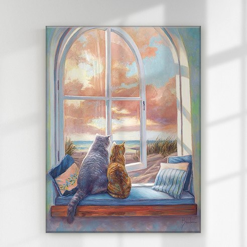 엔픽아트 캔버스형 보석십자수 40x50cm, MK013 동물 오후 창가의 고양이, 1개