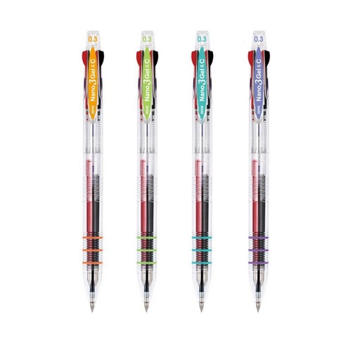 자바펜 나노 3겔 앤 C 3색 중성볼펜 0.3mm, 오렌지+라임+민트+라벤더, 8p