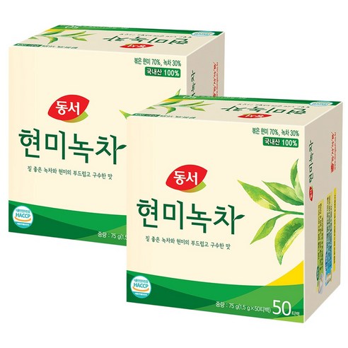 동서 현미녹차 50T+50T, 1.5g, 50개입, 2개