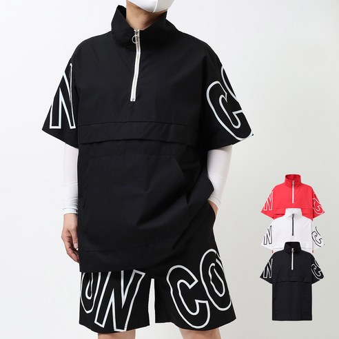 레터링 반팔 아노락 남녀공용 여름 반집업 바람막이 트레이닝복 운동복 U164