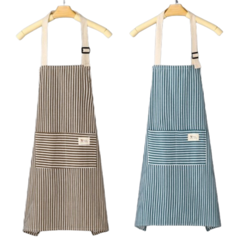 무무 면 린넨 까페 카페 식당 꽃집 앞치마, 1장, 브라운+하늘