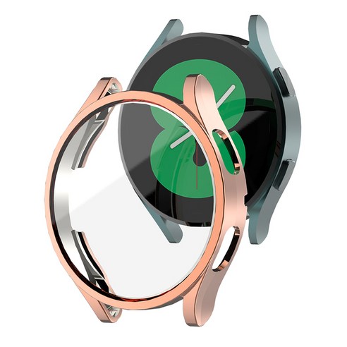 갤럭시 워치4 강화유리 풀커버 액정 보호 케이스 40mm 44mm, 로즈 골드