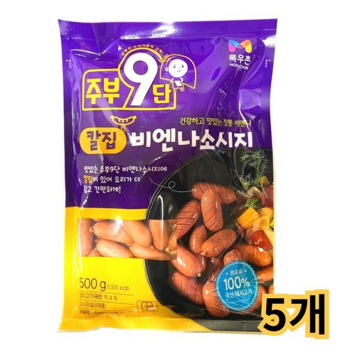 목우촌 주부9단 칼집비엔나소시지-아이스팩+보냉팩 포장, 5개, 500g