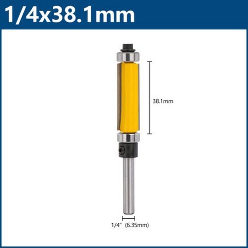 목공 공구용 생크 스트레이트 라우터 비트 상단 및 하단 베어링 더블 베어링 트림 커터 밀링 커터 14 인치, 3) 6.35x38.1mm
