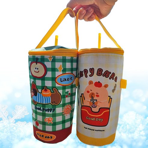 쿨링잇템 물병 텀블러 보냉 파우치, 애플퍼피, 1개