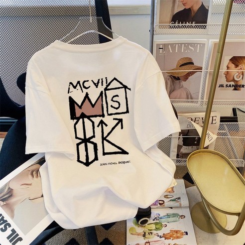 CHARMICALL 남여공용 티셔츠 반팔 빅사이즈 여름 반팔티