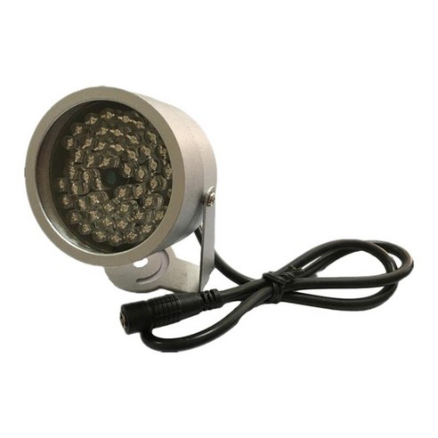 48 LED IR 조명 적외선 야간 조명 DC 12V 알루미늄 보안 조명 보안 프리미엄을 위한 적외선 조명, 6.2cmx6.0cmx7.0cm, 은, 알류미늄