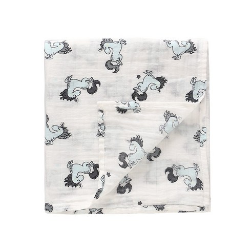 LAT 순면 유니콘 2층 거즈 담요 블랭킷, 분홍색유니콘