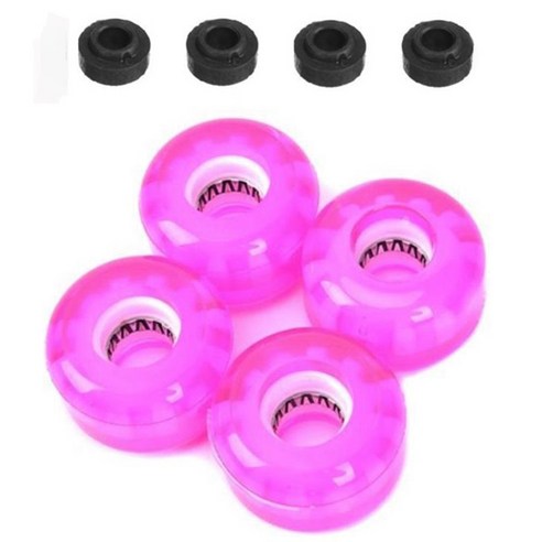 Retemporel 4 조각 스케이트 보드 휠 pu 깜박임 슬라이딩 롱 교체 세트 54x36mm, 분홍