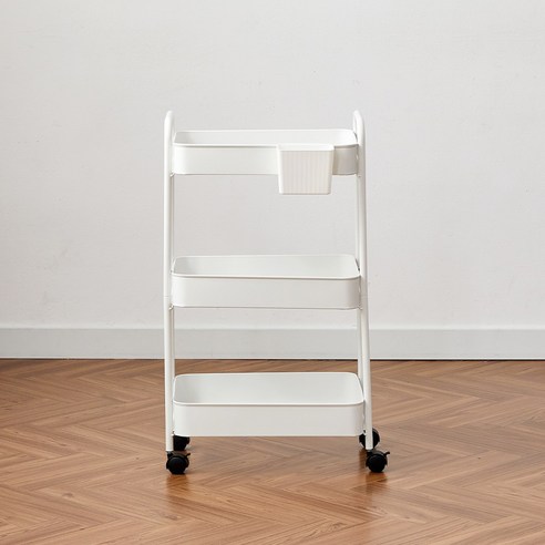 좁은 공간, 효율적인 수납과 이동성을 한번에! 나사없이 쉽게 조립하는 3단 메탈 트롤리