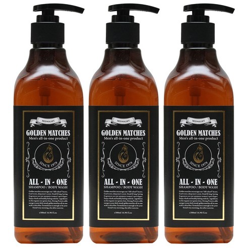 골든매치스 올인원 샴푸 앤 바디워시 미드나잇, 500ml, 3개