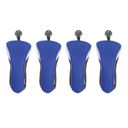 번호 태그가있는 4 pcs 메쉬 골프 하이브리드 헤드 커버 우드 커버 헤드 커버 멀티 컬러 유틸리티 라이트, 나일론, 파란색