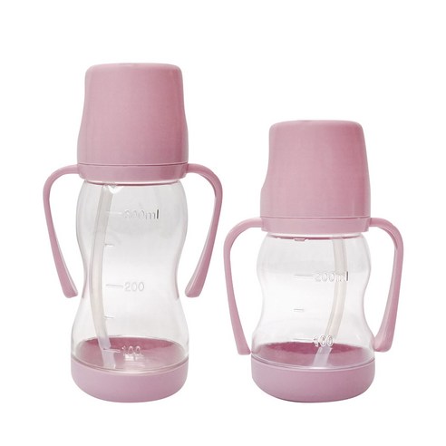 아가프라 라온빨대컵250ml+350ml 2개 빨대컵 와이드젖꼭지 호환가능, 핑크