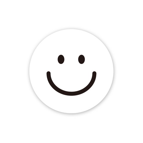 아무날 파스텔 스마일 원형 스티커, 100개, 화이트