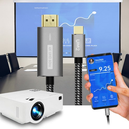USB C to HDMI 안드로이드오토 유튜브 왓챠 아이패드 넷플릭스 미러링 케이블 2M