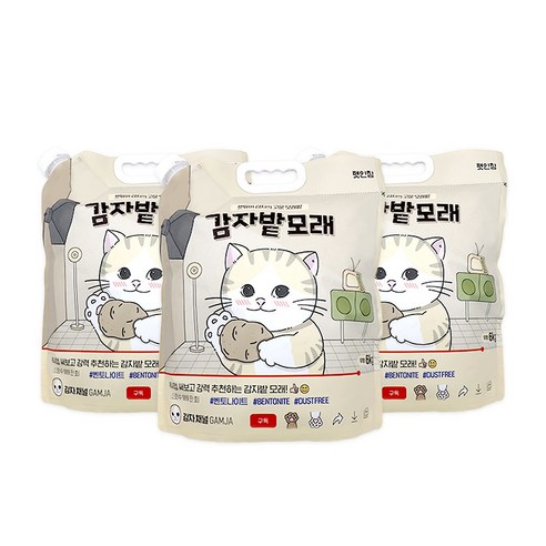 펫인칭 고양이 벤토나이트 감자밭 모래, 6kg, 3개, 무향