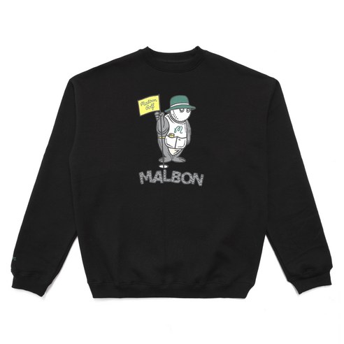 Malbon 말본 골프 Caddy Bear Crewneck 캐디베어 맨투맨 블랙