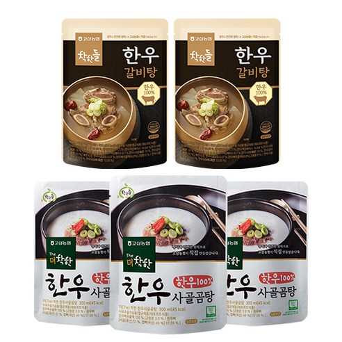 착한들 한우 갈비탕 2팩 + 한우 사골 곰탕 3팩, 1세트, 500g / 300ml