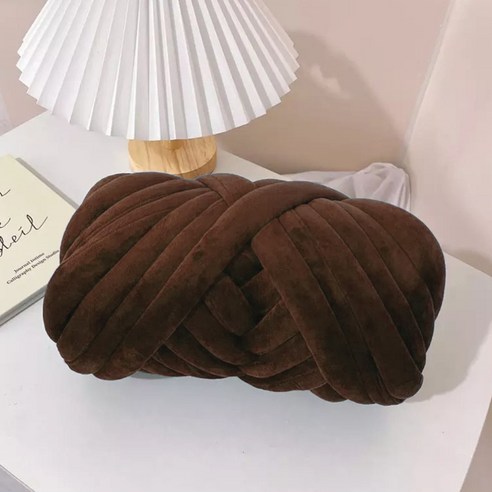 벨벳 자이언트얀 1kg 빅얀 패브릭얀 점보얀 핑거니팅 핸드 손뜨개 가방 방석 뜨개실 아이친구, 다크브라운