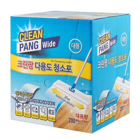 크린팡 다용도 청소포 대형 200매 37cm 1개, 1박스
