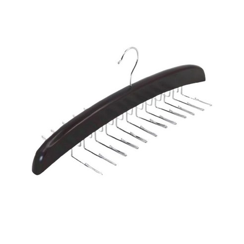 24 클립 타이 오거나이저 랙 걸이 홀더가 있는 타이 벨트 걸이, 갈색, 40x1.8cm, 목재