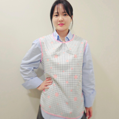 주방방수앞치마 미용 네일샵 피부관리실 초경량앞치마, 핑크빛 원형, 1개, L