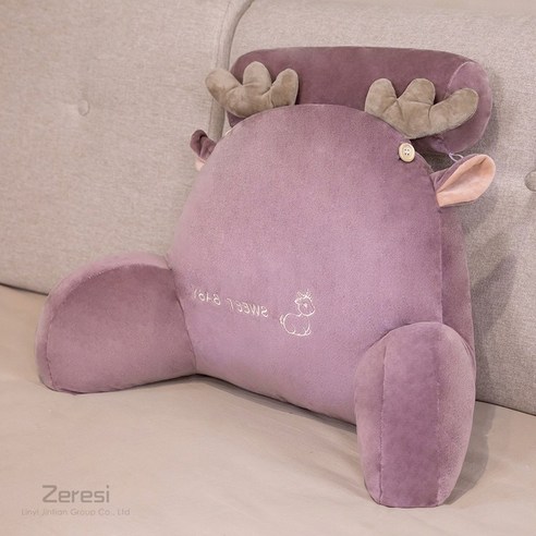 Zeresi 등받이쿠션 귀여운 편안함 침대 소파 등받이쿠션 허리 등쿠션 50x70cm, 자줏빛 사슴