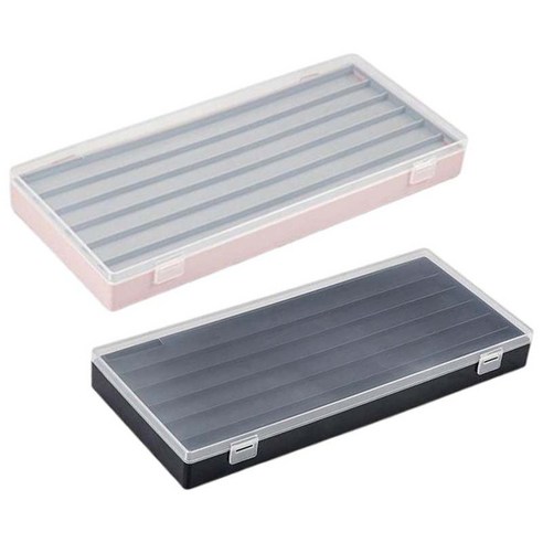 2 Pcs 3 Layers Keycaps Storage Box W/Clear Cover With Dividers Organizer, 30cm x 20cm x 5cm, ABS 플라스틱, 핑크+블랙