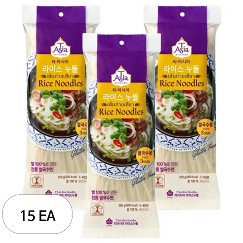 티아시아키친 라이스누들 3mm, 15개, 250g