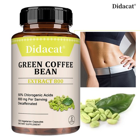 녹두 원두 추출물 보충제 - 800mg, 50% 클로로겐산, 체중조절, 에너지 보충, 항산화 - 채식, non-GMO, 1개, 60회분