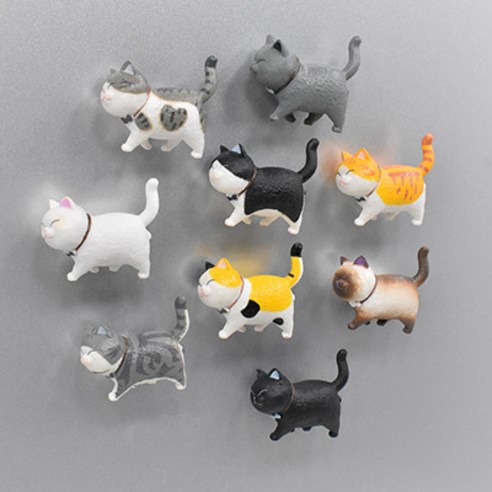 창조적 인 나비 넥타이 고양이 냉장고 자석 3D 만화 고양이 자석 귀여운 마그네틱 스티커 메시지 홈 장식, 냉장고 자석 고양이의 세대 (9 피스 세트), 중간