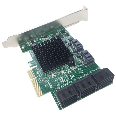 SSU의 PCIe SATA III 2.0 X4 8 개 포트 IPFS 광업을위한 어댑터 카드 (ASM 칩셋) 및 추가 SATA 3.0 장치, 하나, 초록