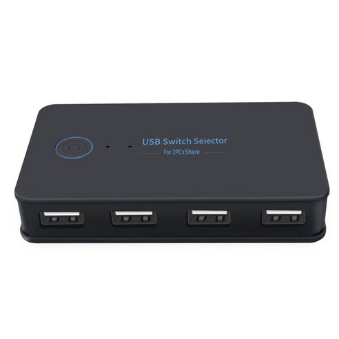 USB 2.0 스위치 KVM 도킹 스테이션 컨버터 모니터 어댑터 2 in 4 출력, 96x58x17mm, 플라스틱 전자제품, 검은 색